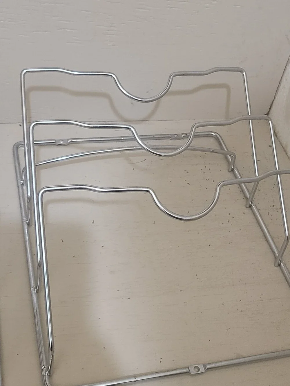 Chrome Metal Cabinet Door/Wall Mount Pot Lid Organizer Rack - Set Of 2